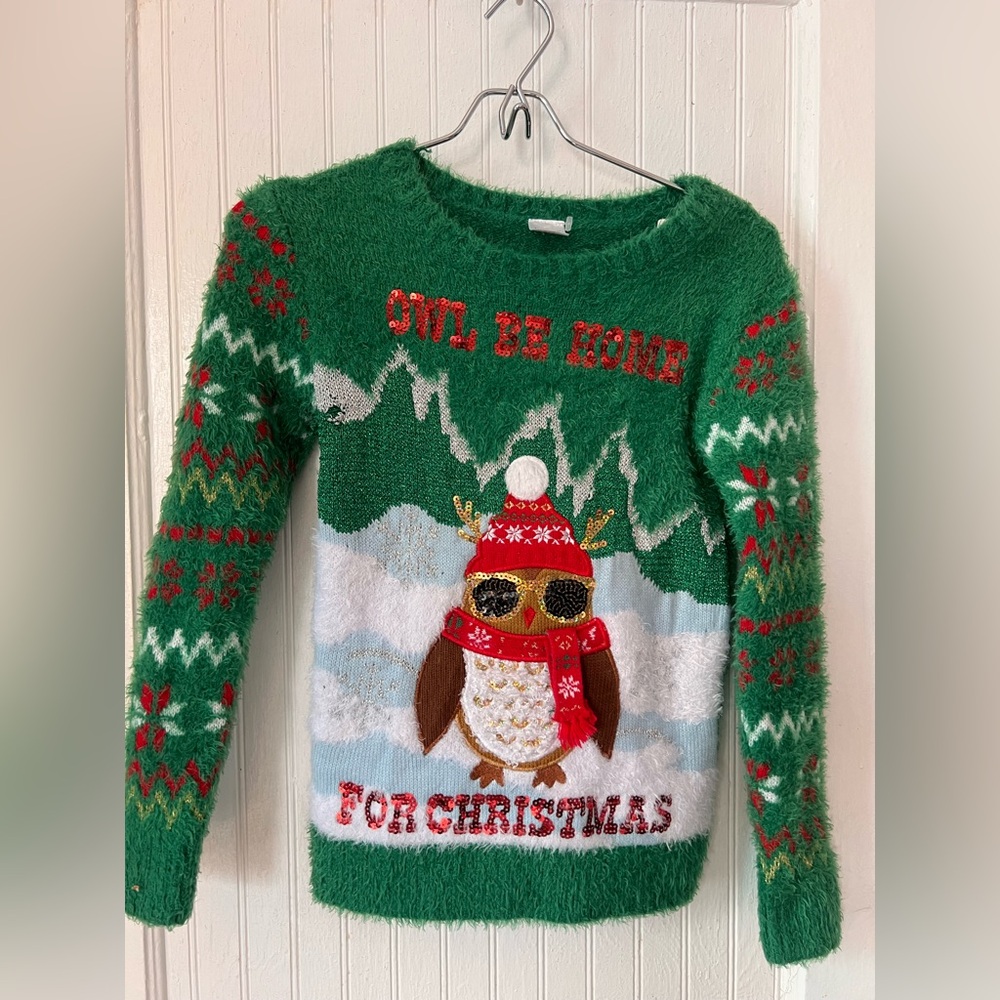 Christmas Holiday Time Green Festive Sweater